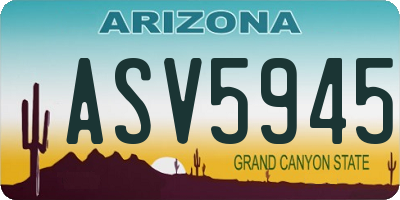 AZ license plate ASV5945