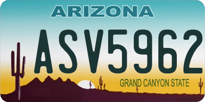 AZ license plate ASV5962
