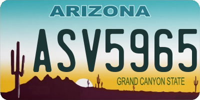 AZ license plate ASV5965