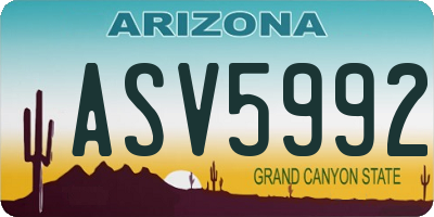 AZ license plate ASV5992