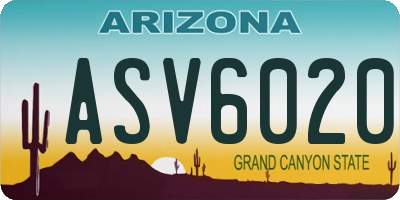 AZ license plate ASV6020