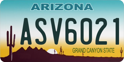 AZ license plate ASV6021