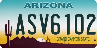 AZ license plate ASV6102