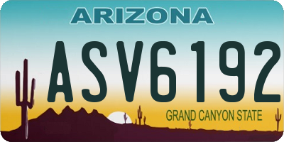 AZ license plate ASV6192