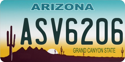 AZ license plate ASV6206
