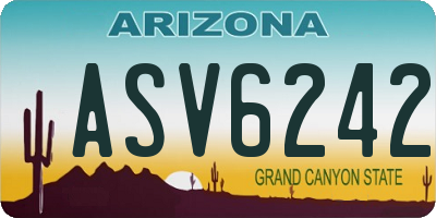 AZ license plate ASV6242