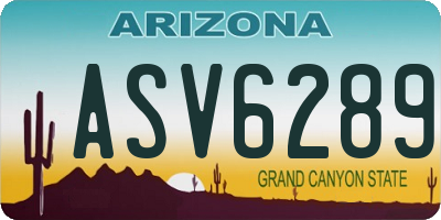 AZ license plate ASV6289