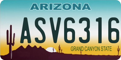 AZ license plate ASV6316