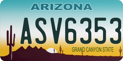 AZ license plate ASV6353