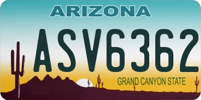 AZ license plate ASV6362