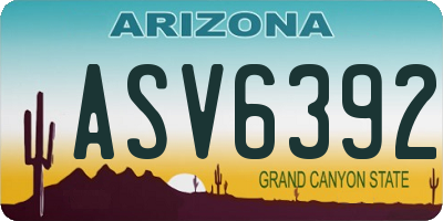 AZ license plate ASV6392