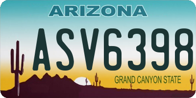 AZ license plate ASV6398