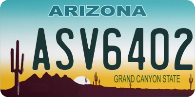 AZ license plate ASV6402