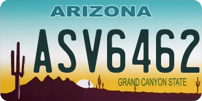 AZ license plate ASV6462