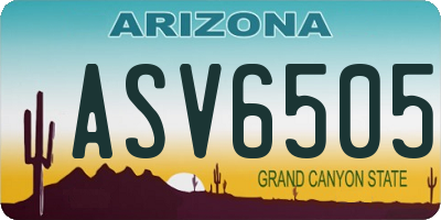 AZ license plate ASV6505