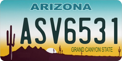 AZ license plate ASV6531