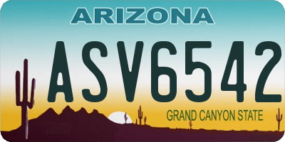 AZ license plate ASV6542