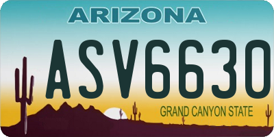 AZ license plate ASV6630