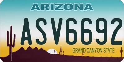 AZ license plate ASV6692
