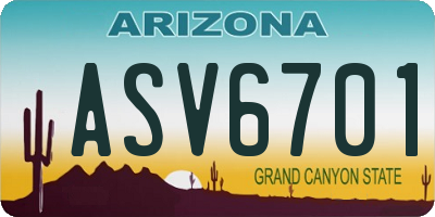 AZ license plate ASV6701
