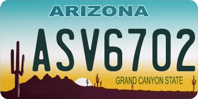 AZ license plate ASV6702