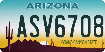 AZ license plate ASV6708