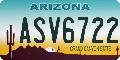 AZ license plate ASV6722