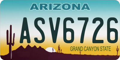 AZ license plate ASV6726