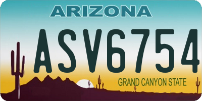 AZ license plate ASV6754