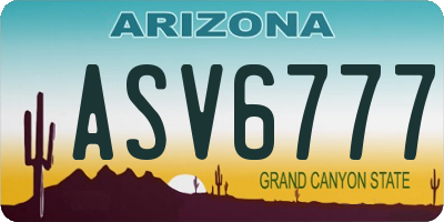 AZ license plate ASV6777