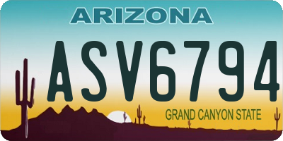 AZ license plate ASV6794