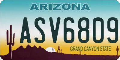 AZ license plate ASV6809