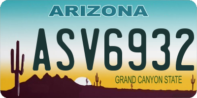 AZ license plate ASV6932