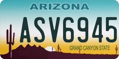 AZ license plate ASV6945
