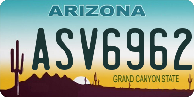 AZ license plate ASV6962