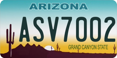 AZ license plate ASV7002