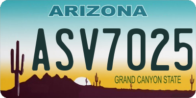 AZ license plate ASV7025