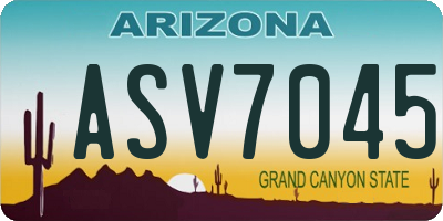 AZ license plate ASV7045
