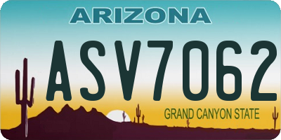 AZ license plate ASV7062