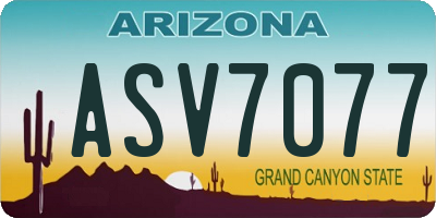 AZ license plate ASV7077