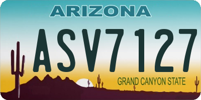 AZ license plate ASV7127