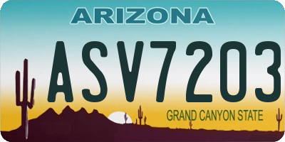AZ license plate ASV7203