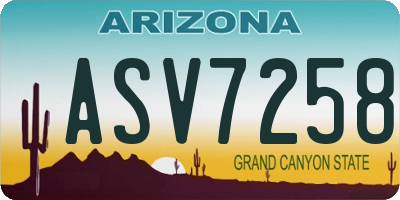 AZ license plate ASV7258