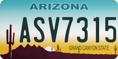 AZ license plate ASV7315