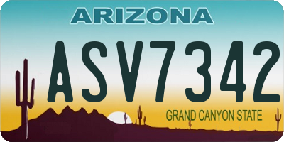 AZ license plate ASV7342