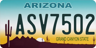 AZ license plate ASV7502