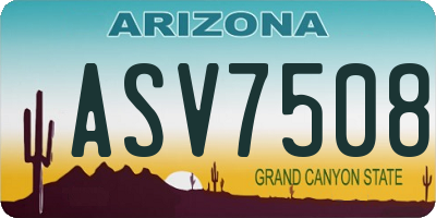 AZ license plate ASV7508