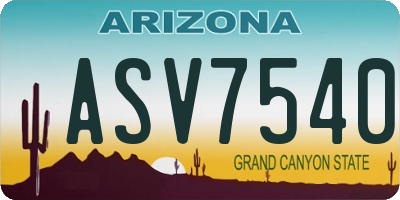 AZ license plate ASV7540