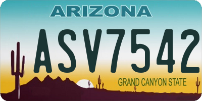 AZ license plate ASV7542