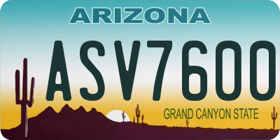 AZ license plate ASV7600